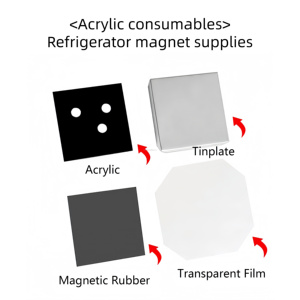 Kit de fabrication d'aimants de réfrigérateur 63,5*63,5 mm (2,5*2,5 pouces) avec 1000 ensembles de matériaux magnétiques, <span class=keywords><strong>machine</strong></span> à badges photo carrés - Product Image 4