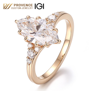 Luxury Classic prong setting Marquise Cut lab grown <b>diamond</b> <b>ring</b> IGI real solid 14k18k yellow gold inlay <b>diamond</b> engagement <b>ring</b> - Product Image 1