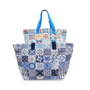 Sac de plage imperméable en PVC à imprimé numérique ethnique à carreaux 61x38x25cm avec petite sangle - Product Image 2