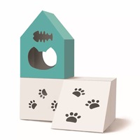 Dreifach gewellter Karton, faltbares Haustierhaus, Katzenunterstand, kratzfest, umweltfreundliches Design