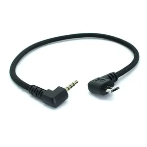 90 מעלות ימין מיקרו USB זכר ל-DC2.5 זכר מרפק שחור קלוע כבל מחבר ממיר כבל מתאם