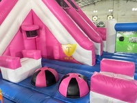 Centre de jeux gonflables de location pour parc d'attractions, robuste, thème bonbons, avec toboggan et structure de saut