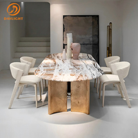 Ensemble de table à manger ronde en marbre italien de bonne qualité, meubles de maison, table de salle à manger avec plateau tournant moderne
