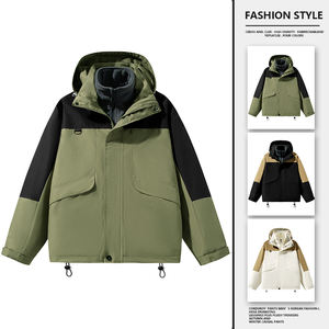 Logo personnalisé Nouvelle veste et salopette trois-en-un démontables pour l'automne et l'hiver, avec doublure en velours épais et coupe-vent. - Product Image 2