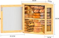 Boîte à pain d'angle extra-large à double couche en bambou naturel pour comptoir de cuisine, avec hauteur réglable pour le rangement des aliments