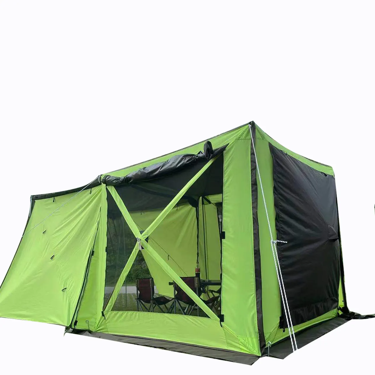 Pop-Up taşınabilir kamp Hub çadır açık yeşil 4 kişilik aile kamp çadırı