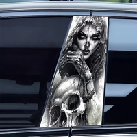 Autocollant de poteau B de voiture, motif squelette de femme, Halloween, en PVC imperméable, pour décoration de colonne centrale de voiture