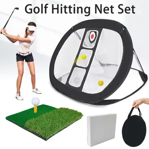 Alat pemotong latihan Golf, olahraga dalam ruangan luar ruangan, tikar klub, jaring lempar pukulan Golf dengan Set rumput untuk latihan memukul Golf
