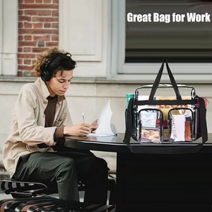 Free Sample Clear <b>Bag</b> Stadium Approved 12x6x12 Clear casual <b>Bag</b> <b>with</b> Removable <b>Strap</b> Clear <b>Lunch</b> <b>Bag</b> for Work Sports Festival - Product Image 2