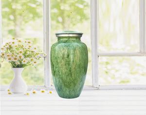Urna de cremación de aluminio de estilo americano para adultos Forest Green, urna funeraria conmemorativa para interiores para cenizas a la venta - Product Image 2