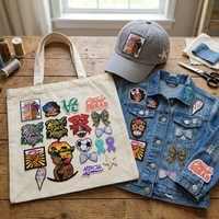 Patch brodé en dentelle sur base non-tissée, écussons thermocollants personnalisés en chenille pour vêtements, chapeaux et sacs en toile DIY
