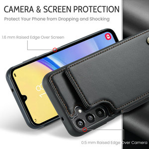 CaseMe-Housse RFID pour <span class=keywords><strong>Samsung</strong></span> <span class=keywords><strong>Galaxy</strong></span> S24, A15, A25, A35, A55, étui pour cartes de crédit, étui à rabat en cuir PU - Product Image 5