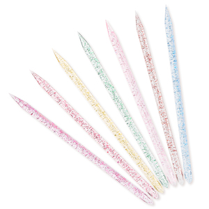 100 pièces/sac Poussoir à cuticules en cristal, stylo à double tête réutilisable en acrylique pailleté, outil de nail art pour salon, vente en gros - Product Image 3