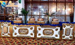 Mostrador de Buffet para Bodas de Alta Gama, Moderno, Blanco y Dorado, Barra Decorativa para Helados, Elegante Configuración de Mostrador de Comida para Eventos y Decoración de Catering - Product Image 6