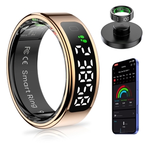 Anillo Inteligente con Pantalla LED, Monitor de Salud y Ejercicio, Monitor de Sueño, Frecuencia Cardíaca, SpO2, Resistente al Agua IP68, Acero Inoxidable - Product Image 2