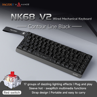 Clavier de jeu filaire Ajazz NK68 V2, éclairage arc-en-ciel, 65%, portable, compact, clavier de jeu pour ordinateur, interrupteur rouge, clavier mécanique