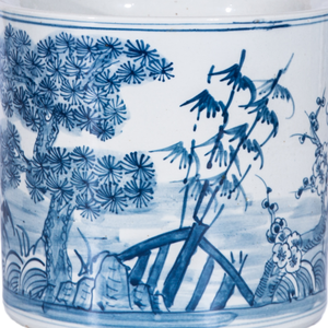 Pot à pinceaux en porcelaine bleue et blanche peint à la main avec motif de pin, bambou et prune, décoration chinoise pour bureau, salon - Product Image 2