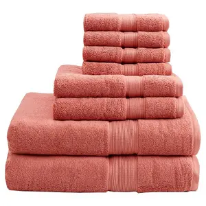 Embroidery pattern bath towel 8 pieces cotton bath towel set for hotel