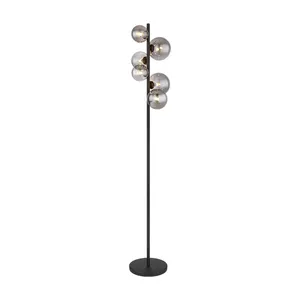 Custom modern luxury design smoked glass metal floor lamp light 3000K 155cm 6 bulbs floor lamp for sale