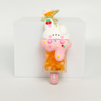 Porte-clés en acrylique Anime Lapin Mignon Glace Sucrée, Perles Colorées, Léger, Breloque Flottante Tendance pour Sac à Main, Sac à Dos, Clé de Voiture