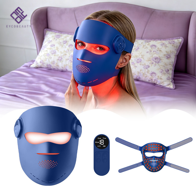 EYCO Presale High Quality Rechargeable Silicone 415nm 630nm 850nm 3D Face Mask Red Light Therapy Led Facial Mask with Control