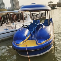 Bateau électrique Dolphin pour 6 personnes, pour enfants et adultes, bleu, fibre de verre et acier, utilisation en parc aquatique/centre de villégiature/commercial, certifié CE, 1 pièce