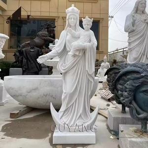 Statue de la Vierge <span class=keywords><strong>Marie</strong></span> sculptée à la main sur mesure, taille réelle, en marbre blanc, sculpture religieuse Notre-Dame de Grâce pour église ou place publique - Product Image 2