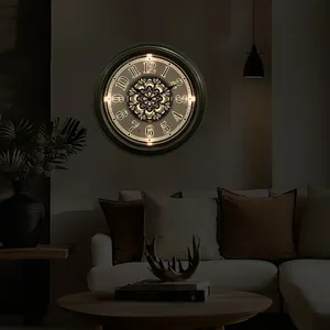 18 Inch Oversize Quartz Clock Temperature Style Abstract Pattern Antique Style Led Art Deco Wall Hanging Large Wall Clock