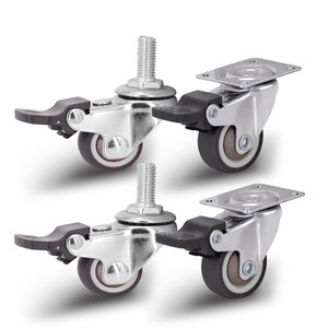 <span class=keywords><strong>Roulettes</strong></span> de meubles marron de 1,5 pouce en TPR, <span class=keywords><strong>roulettes</strong></span> pivotantes légères pour chaise de bureau avec frein - Product Image 1