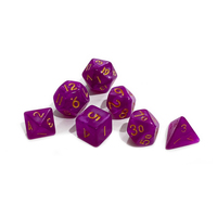 Mini jeu de dés polyédriques violet marbre en plastique