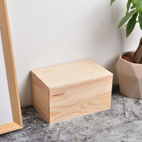 Boîte de rangement pour pain en bois de pin naturel sculpté à la main, non fini, avec couvercle supérieur - Cadeau d'entreprise pour la fête des pères