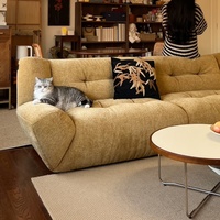 Sofá Modular de 3 Plazas Zayshine, Estilo Francés Retro de Lujo, Tapizado en Chenilla Amarilla, para Sala de Estar, Villa o Apartamento, Diseño de Diseñador