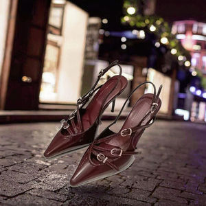 Tacones de Aguja de Charol Borgoña de Alta Calidad para Mujer, Plataforma Ultra Alta, Cierre Deslizante, Punta Cerrada de PU, Primavera-Verano - Product Image 2