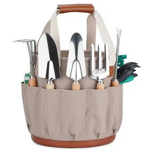 9 pcs Gardening Tools Bag Organizer Bucket Tote Garden Tools Kit Set with Tote