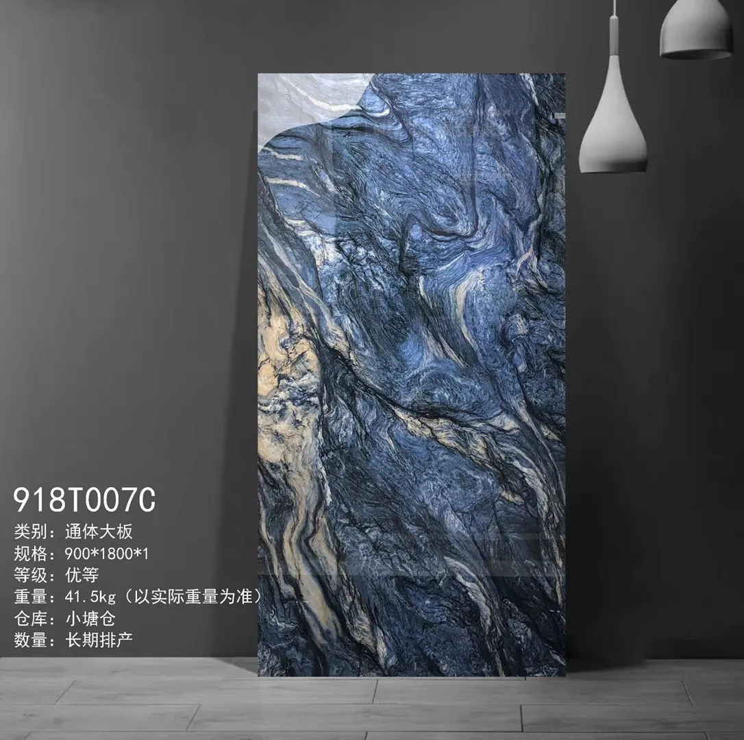 Cuerpo Completo azul de azulejo de mármol mira piedra abastecimiento directo de fábrica, el precio más bajo de 90x180 cm grandes losas para decoración de casa