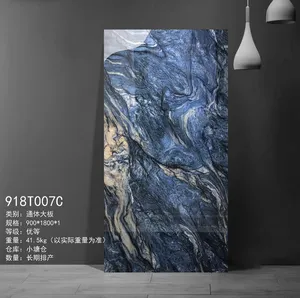 Tam vücut kiremit mavi mermer görünüm taş fabrika doğrudan tedarik en düşük fiyat 90x180 cm büyük levhalar ev için dekor