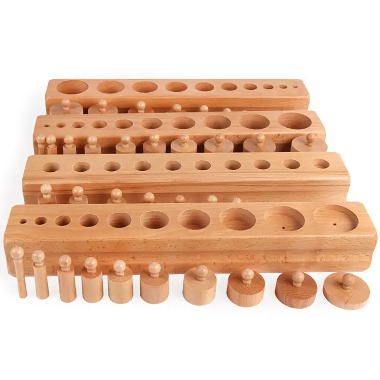 Jeu de blocs cylindres en bois Montessori, jouet éducatif des sens, jeu préscolaire, pratique et développement des bébés