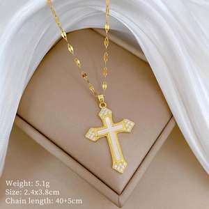 30styles Wholesale <b>Cross</b> Jesus StainlessSteel Gold Necklaces Bulk Mix Lot Waterproof Cubic Zirconia Necklace Trend Jewelry Women - Product Image 5