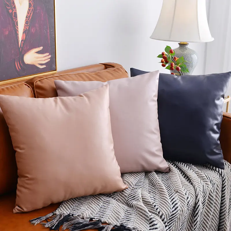 Wholesale Leather Solid Throw Plain Pillow Covers 100% Polyester Compressed Decorative Cushion Cover