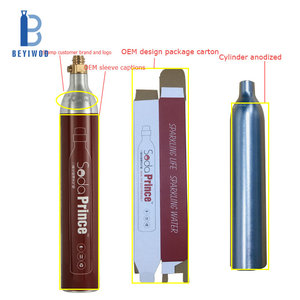 Cilindro de <span class=keywords><strong>Gas</strong></span> CO2 de Grado Alimenticio TPED DOT UK Rho para Bebidas Gaseosas, 425g 0.6L 150bar, con Válvula TR21-4 - Product Image 2