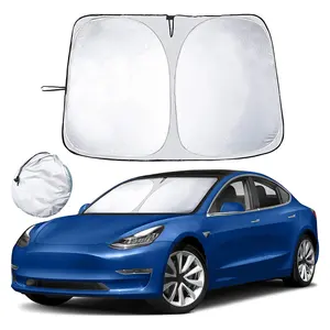 Tesla modeli Y modeli 3 S için en kaliteli polyester araç ön camı güneşlik cam kapak ön pencere güneş gölge