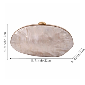 Women Shell Marble Acrylic <b>Clutch</b> Purse Irregular <b>Wedding</b> Evening Bag with Detachable Chain Handbag for Prom Weekend - Product Image 6