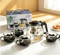 Service à thé en verre à cinq pièces, grande capacité, pour la maison, avec filtre Kung Fu, vaisselle pour restaurants, ensembles café et thé, théière