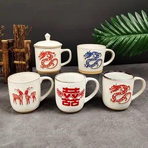 Оптовая продажа, 330 мл, уникальные деревенские кружки ручной работы в китайском стиле, винтажные керамические кофейные глиняные кружки