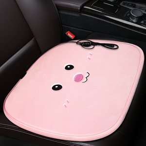 Coussin chauffant rose pour siège de voiture, coussin chauffant en peluche pour l'hiver, pour utilisation en véhicule, alimentation USB - Product Image 1