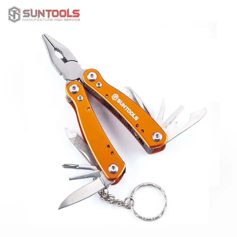 Thép không gỉ ngoài trời đa dụng cụ cầm tay tuốc nơ vít mở chai dao kết hợp plier với Keychain