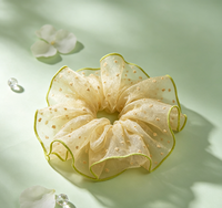 Grande élastique à cheveux en organza scintillant, bandeau à volants en maille à pois, accessoires capillaires frais style Cottagecore