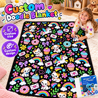 Couverture Magique Chat Chien Motif Cupcake Donut Doux et Coloré avec 24 Marqueurs de Couleur pour Activités Familiales Ludiques