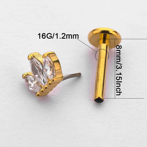 G23 Boucles d'oreilles en titane pour femmes <span class=keywords><strong>Piercing</strong></span> d'<span class=keywords><strong>oreille</strong></span> minimaliste en zircon Hypoallergénique Cartilage <span class=keywords><strong>Tragus</strong></span> Stud Helix <span class=keywords><strong>Piercing</strong></span> Jewelry - Product Image 3