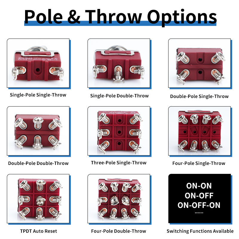 XURUI XT Series Heavy Duty Toggle Switch CE UL TUV KC RoHS 3C Certified SPST SPDT DPDT TPDT 15A 250VAC ON-ON ON-OFF